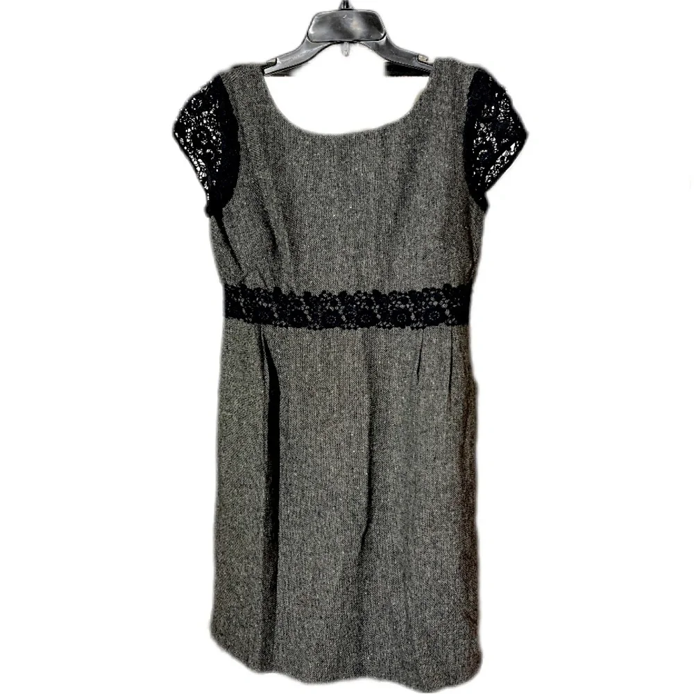 J. Crew Gray Dress w/ Black Lace Accents Wool Blend sz 10 NEW! Business Casual